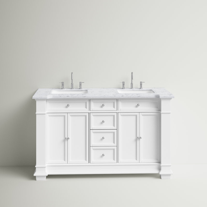 Three Posts™ Merrimack 60'' Free Standing Double Bathroom Vanity with